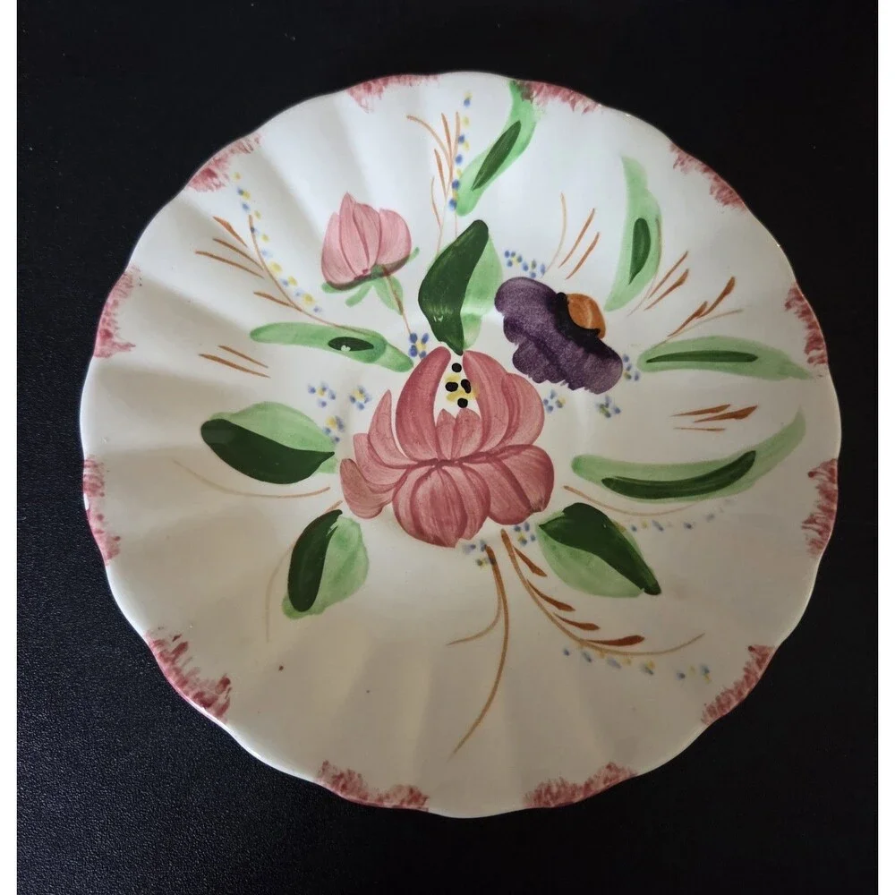 Blue Ridge Hand Painted Floral Teacup & Saucer Set Wild Rose 1945-1957 VTG